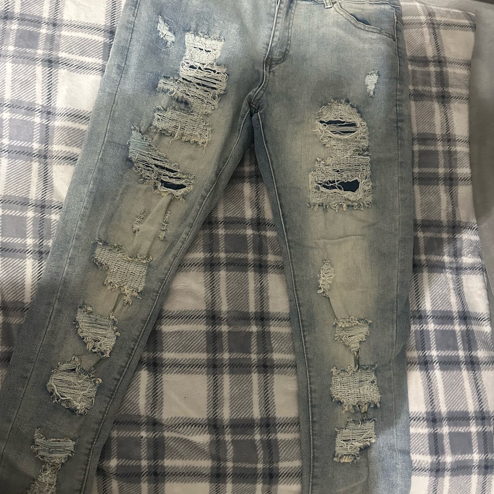 Agenda Light Blue Distressed Skinny Jeans